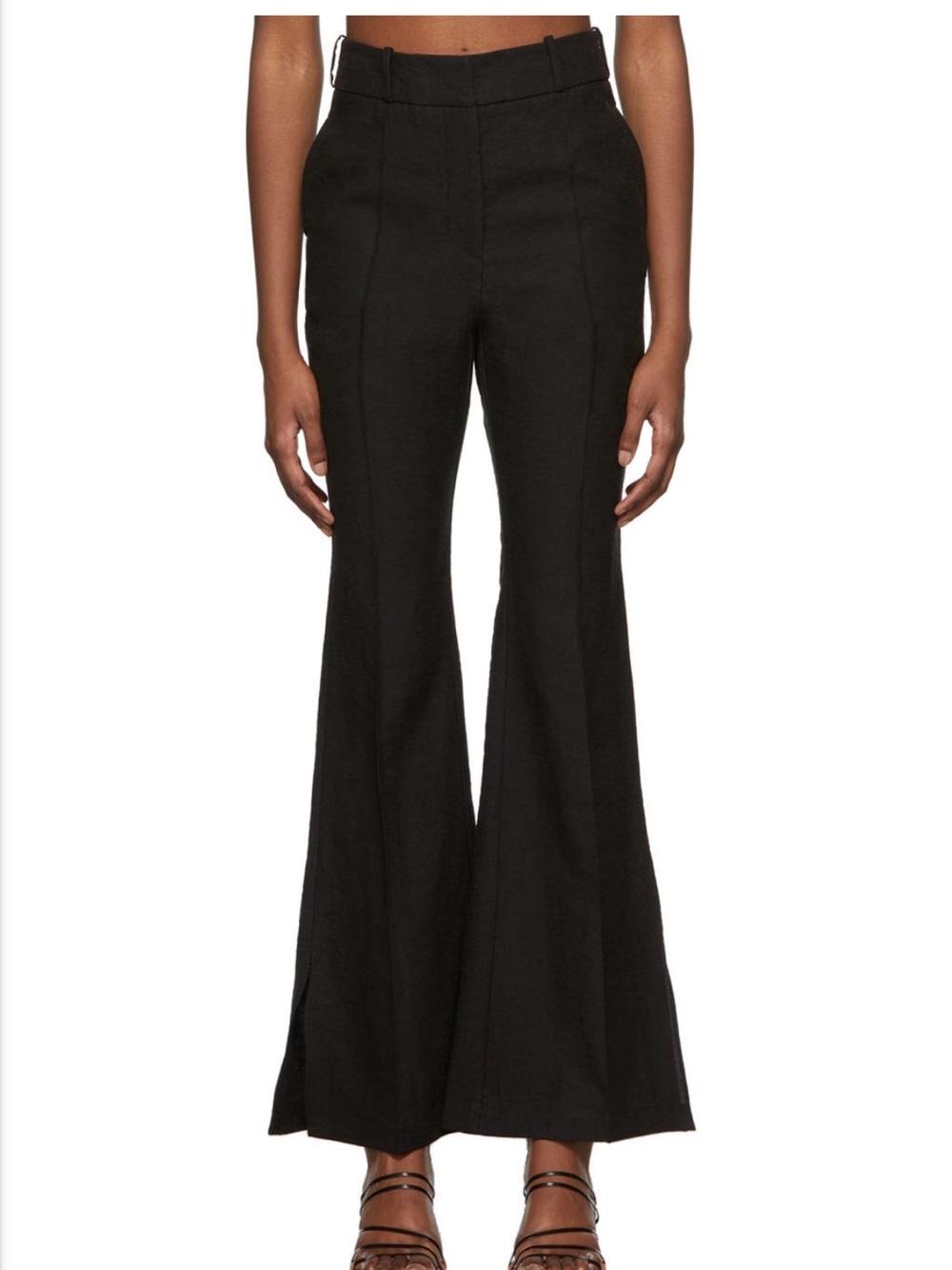 Yuzefi Black High-Waist Flared Pants